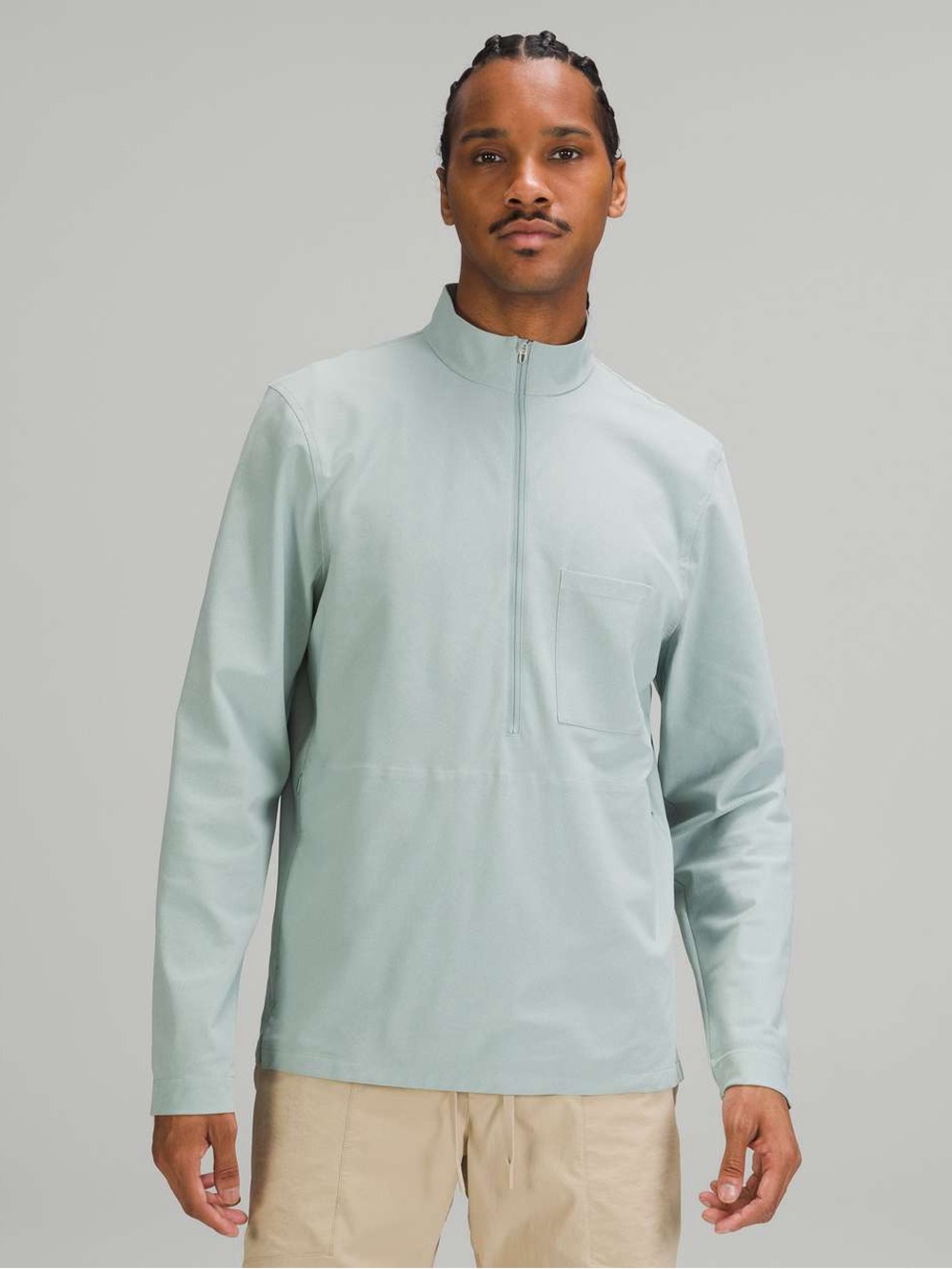 Lululemon mens L Large silver blue WovenAir half zip pullover sweatshirt EUC